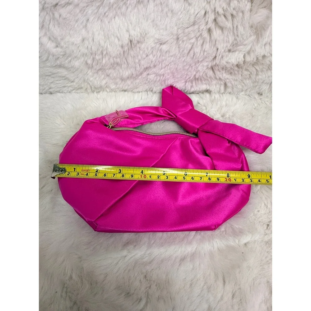 Estee Lauder Breast Cancer Awareness Pink Satin Bow Cosmetic Bag Hot Pink New